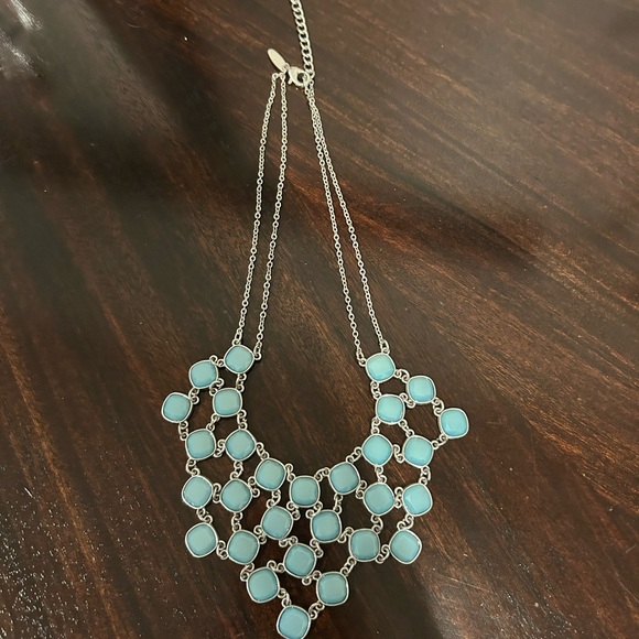 Elegant Silver and Blue Statement Necklace - Picture 2 of 2